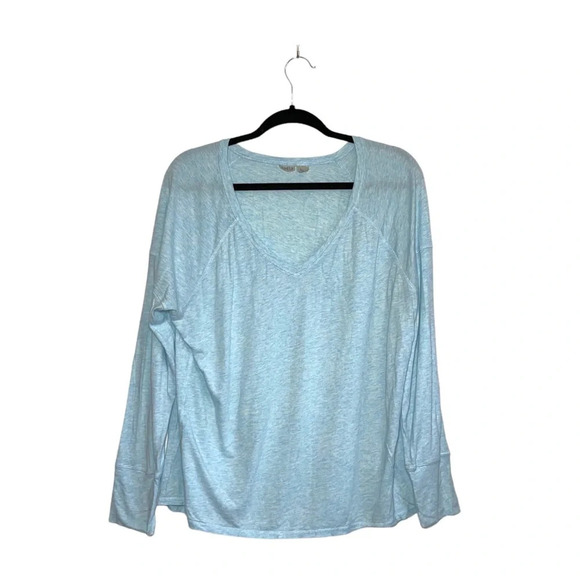 Zella Baby Blue Semi-sheer V-neck Long Sleeve Athleisure Tee Xlarge Women’s - Picture 12 of 12